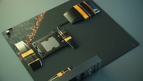 Motherboard elements assembly. Electronic components appearing on the PCB. 4k alt