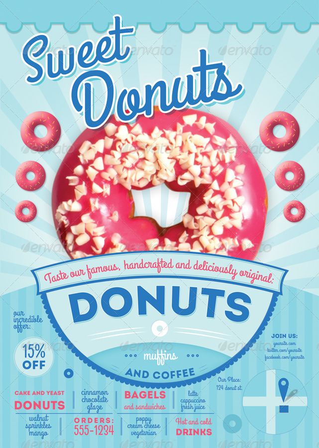 Sweet Donuts Flyer and Menu Template by AsyncPop | GraphicRiver