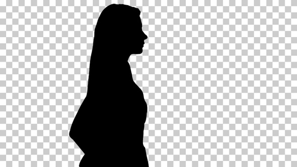 Silhouette Pretty woman walks, Alpha Channel alt