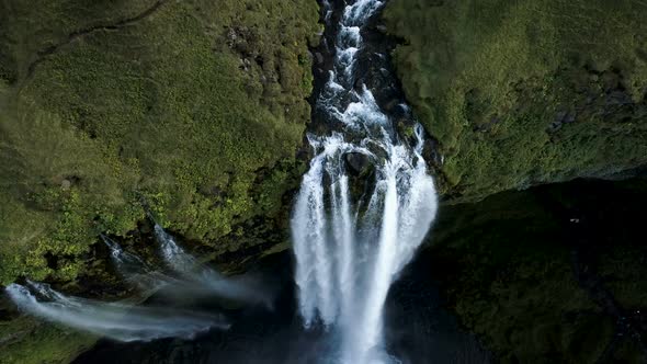 Flight Over The Exotic Waterfall