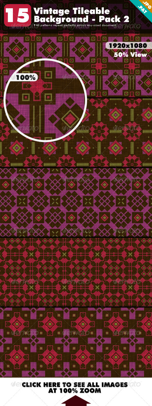 Vintage Tileable Background Pack 2 - Patterns Backgrounds