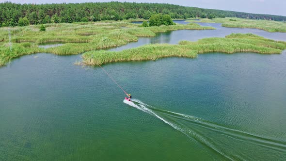 Aerial Video Filming  Beach River, Lake, Body Of Water, Nature, A Boat, Wakeboard