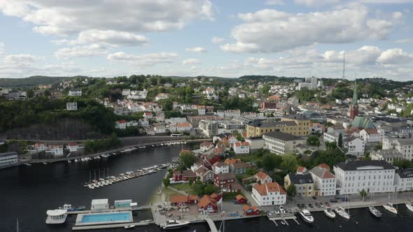 The Municipality Of Arendal With Unique And Typical Buildings By The Norwegian Coast At Daytime In A alt
