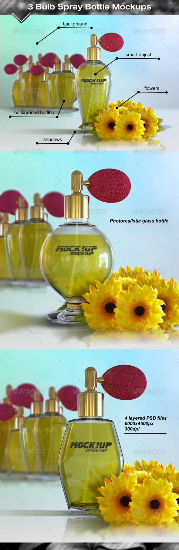 Download 3 Antique Style Bulb Spray Bottle Mockups By Fusionhorn Graphicriver