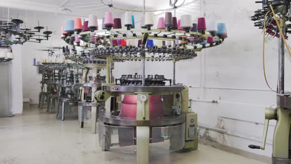 Circular knitting machine in knitting factory alt