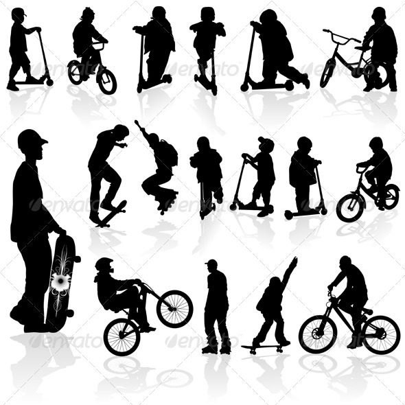 Silhouettes children and man - Sports/Activity Conceptual