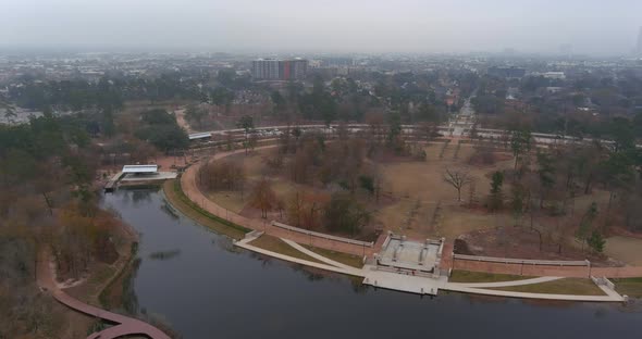 Aerial view of the Memorial Conservancy Park in Houston, Texas alt