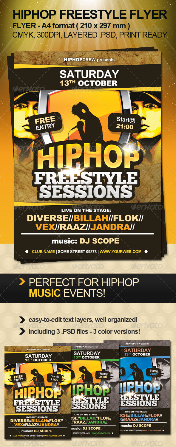 Hiphop Freestyle Flyer - Clubs & Parties Events