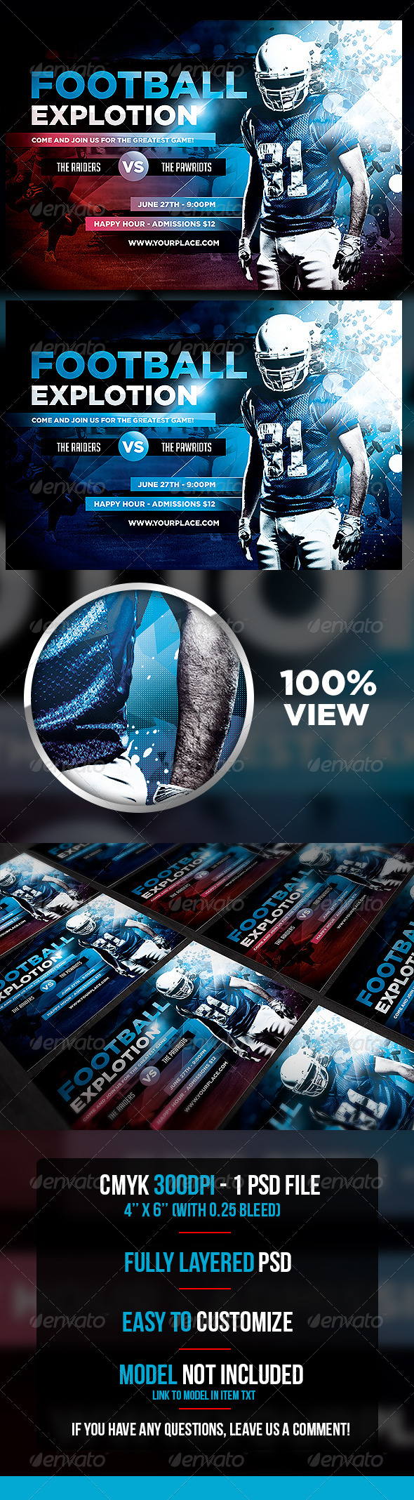 Football Explotion Flyer Template - Sports Events