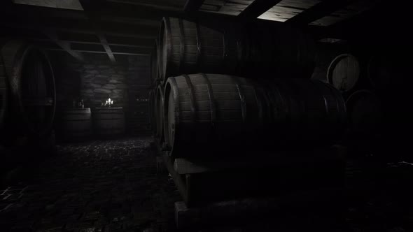 Old Wine Barrels in Cellar