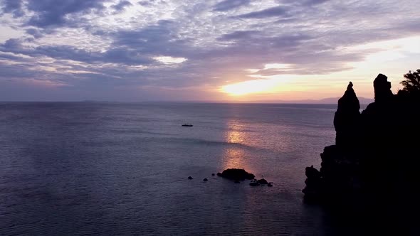 Drone Sunrise, Beautiful , Amazing Sun and Ocean