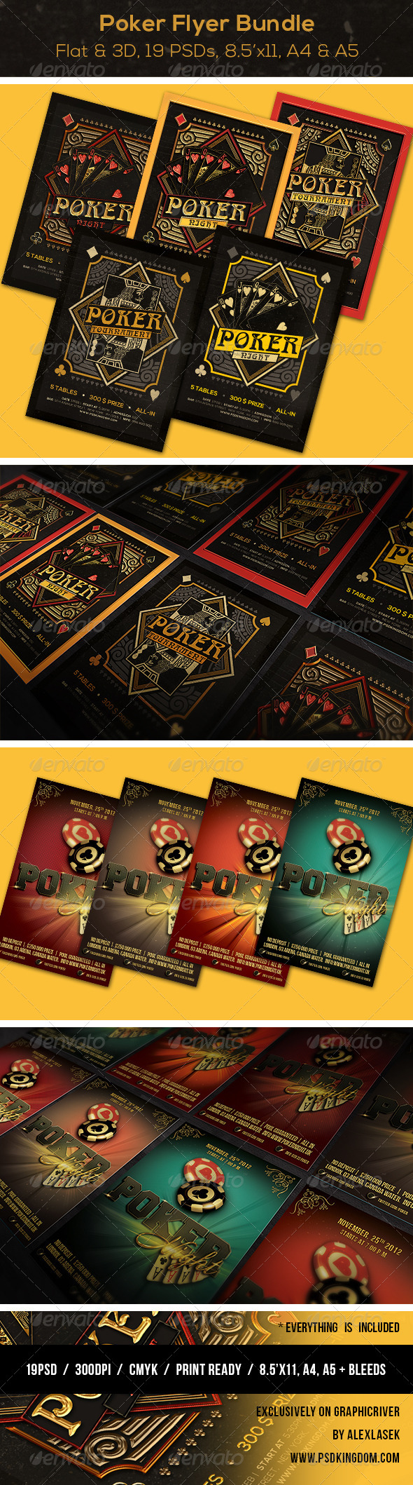BUNDLE Poker Magazine Ad, Poster or Flyer 19 PSDs - Sports Events