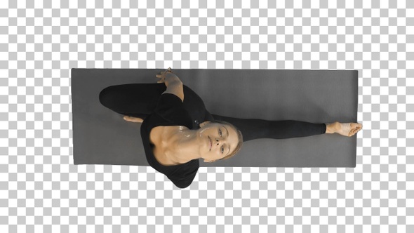 Portrait of a young woman stretching body, Alpha Channel