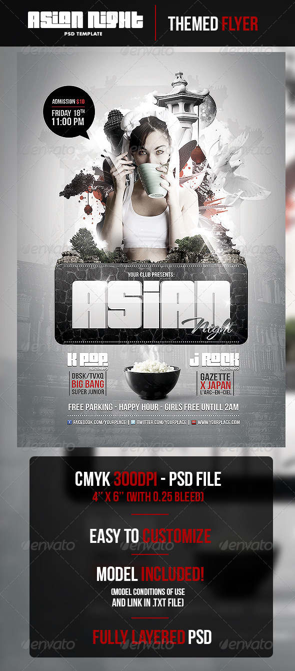 Asian Night Flyer PSD Template - Clubs & Parties Events