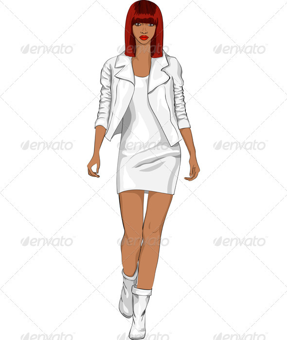 Vector Fashion African Girl In A White Suit - People Characters
