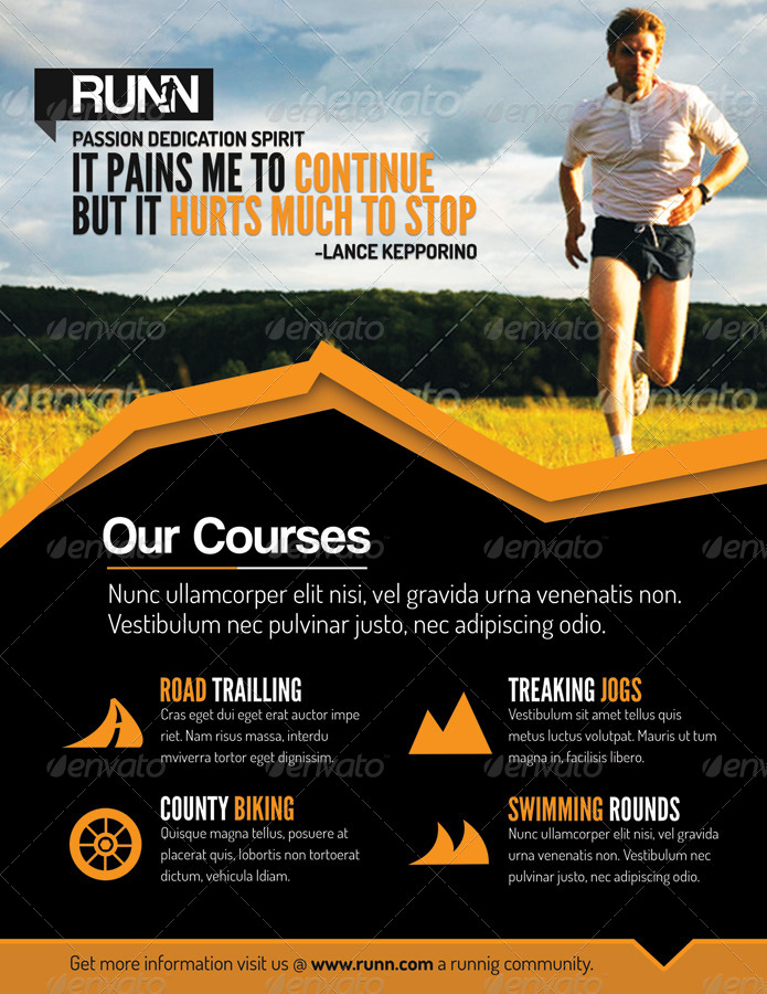 Runn Marathon Running Club Fitness Flyers, Print Templates | GraphicRiver