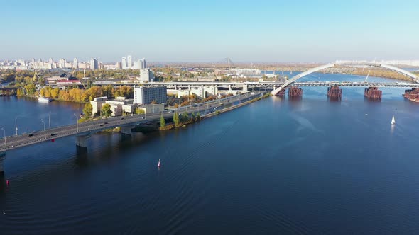 Aerial View Of Unfinished Bridge And Rybalskyi Peninsula