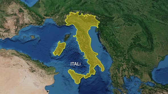 Borders of the Country of Italy on the Map