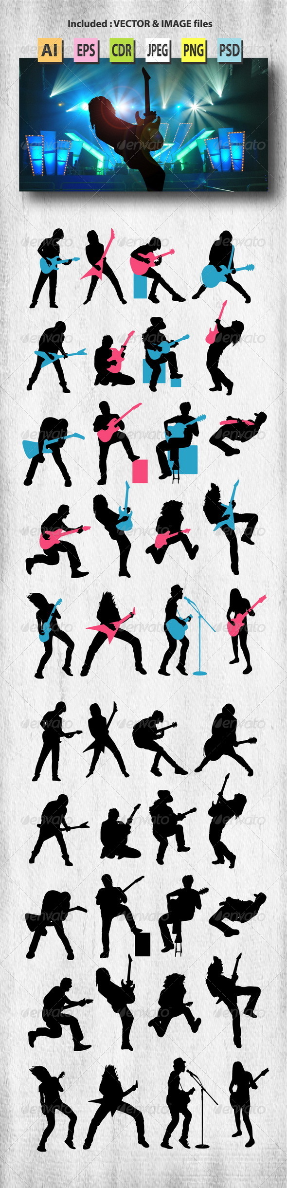 Guitarist Silhouettes - Sports/Activity Conceptual