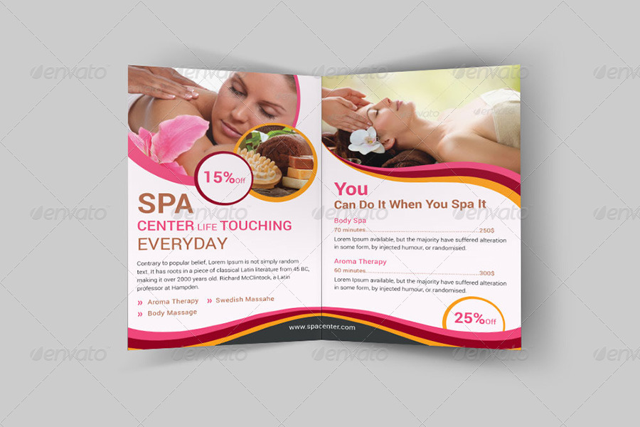 Spa & Beauty Saloon Bi-Fold Brochure | Volume 14, Print Templates ...