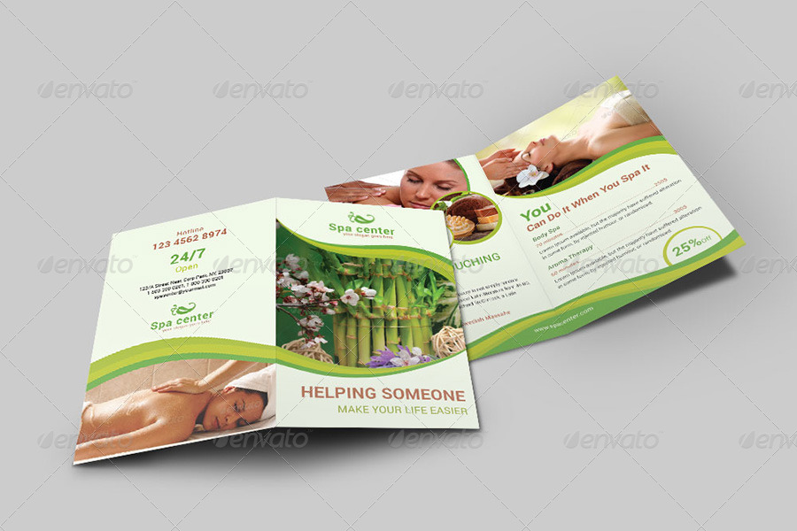 Spa & Beauty Saloon Bi-Fold Brochure | Volume 14, Print Templates ...