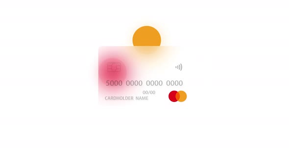 Neutral Credit Card on Colorful Background Rendered with the Glassmorphism Effect