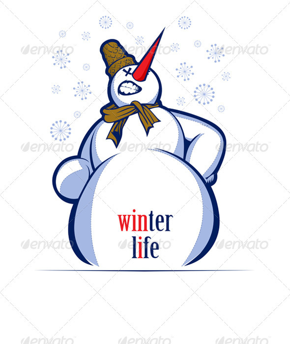 Cartoon Snow Man Smile 