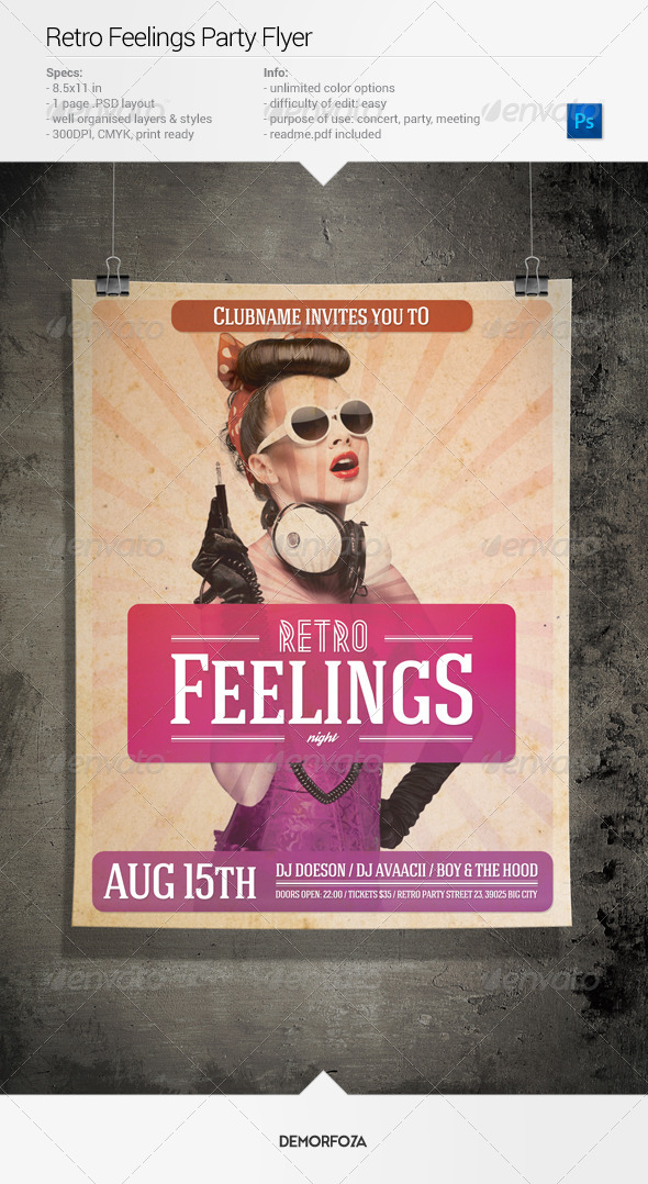 Retro Feelings Party Flyer - Events Flyers