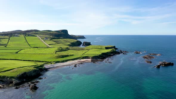 Aerial View of the Great Pollet Sea Arch Fanad Peninsula County Donegal Ireland alt