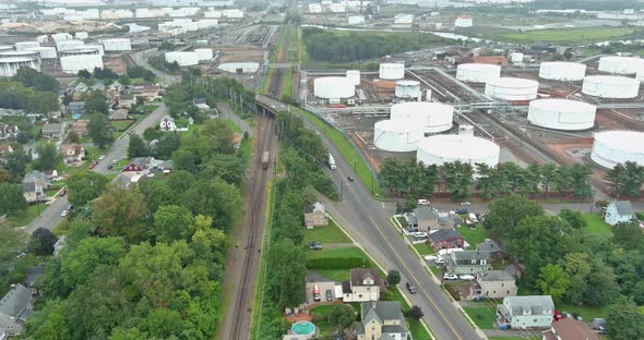 Industrial View at Oil Refinery Plant Factory Storage Crude Oil Tank Terminal alt
