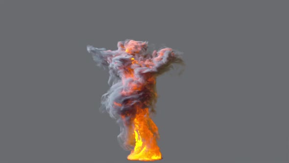 Fire Tornado Of Smoke With Electric Discharge