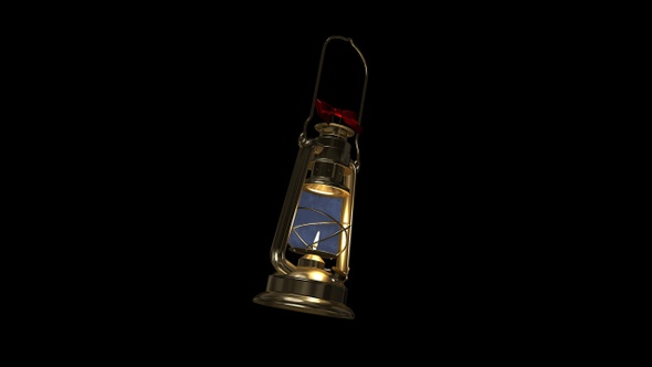 Xmas Lantern - Golden Lamp with Red Bow - Burning and Swinging - Resizable Loop - Alpha Channel