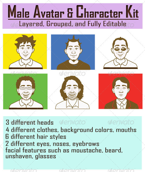 Male Avatar and Character Kit - Characters Vectors