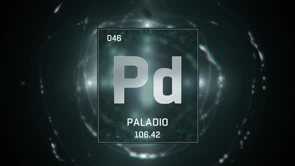 Palladium as Element 46 of the Periodic Table on Green Background in Spanish Language