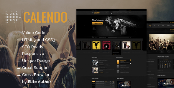 Calendo Music Responsive HTML Template - Music and Bands Entertainment