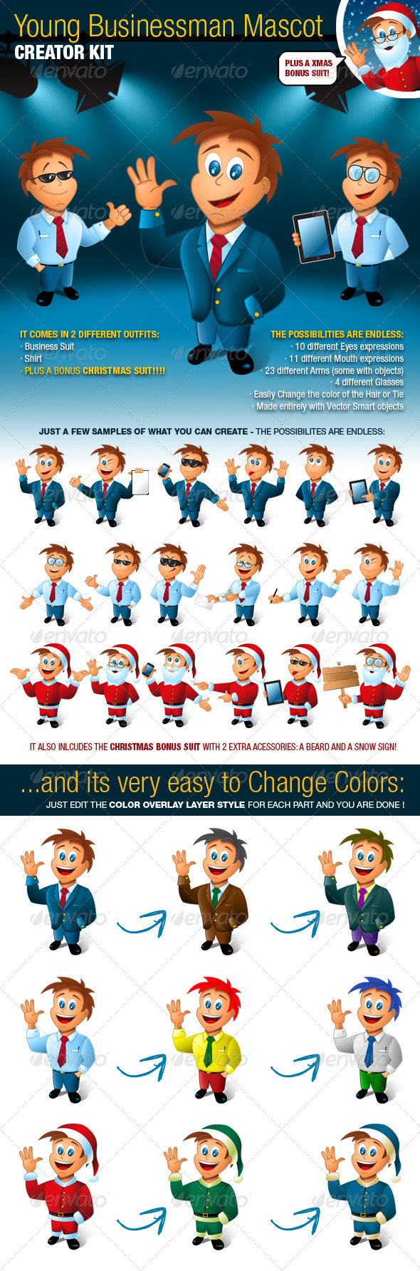 Young Business Man Mascot Creator Kit - Characters Illustrations