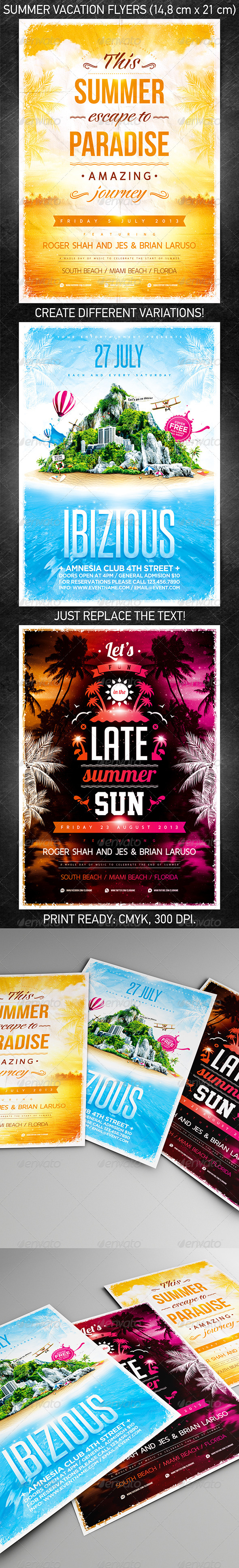 Summer Vacation Flyer Bundle - Flyers Print Templates