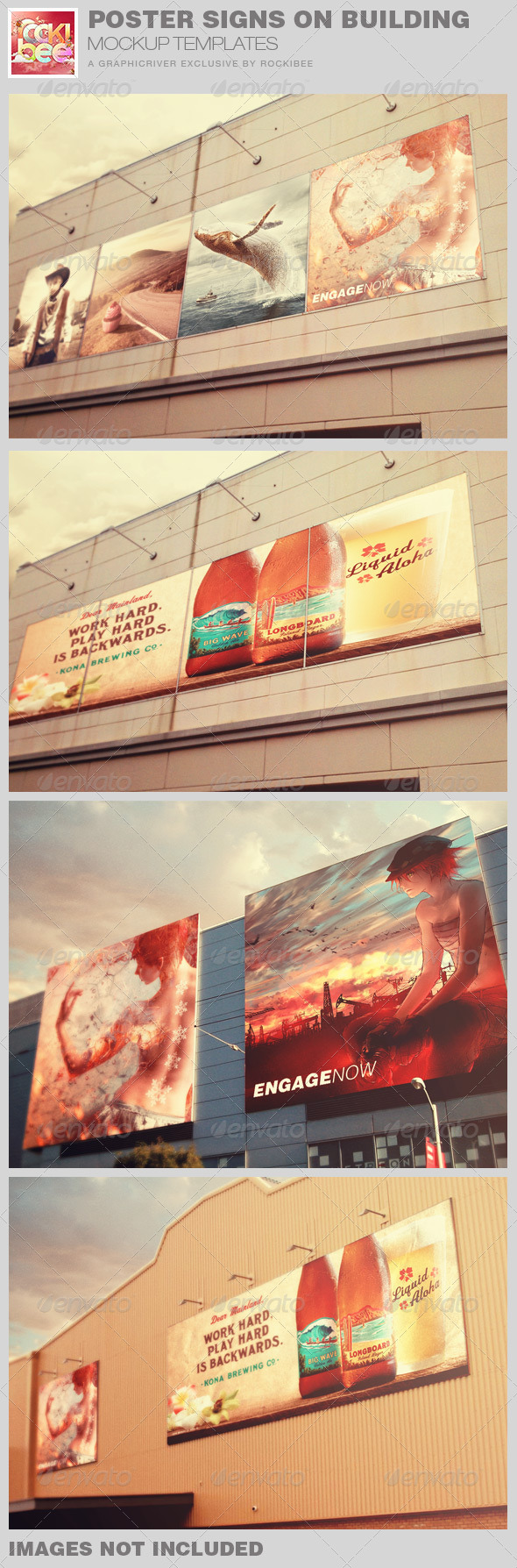 Poster Signs on Building Mockup Templates - Posters Print