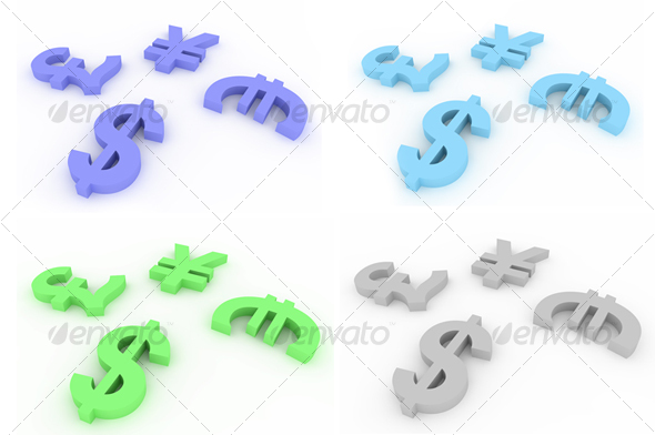 3D Currency Symbols - 3D Backgrounds