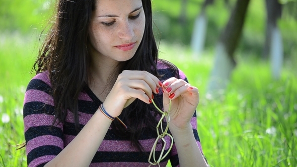 Young Lady Playing with Dandelions 04