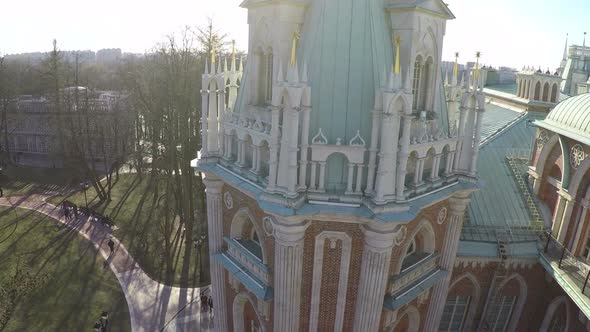 Flying over the palace tower alt