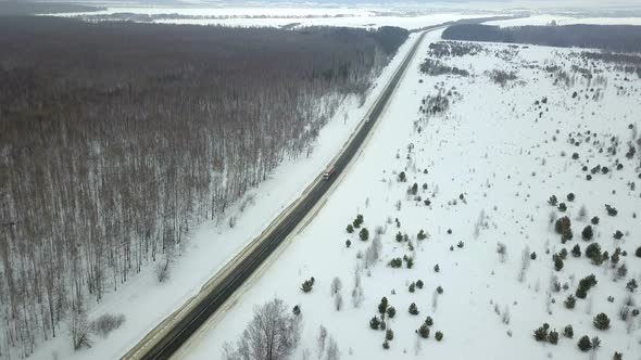 Trucks On Winter Highway