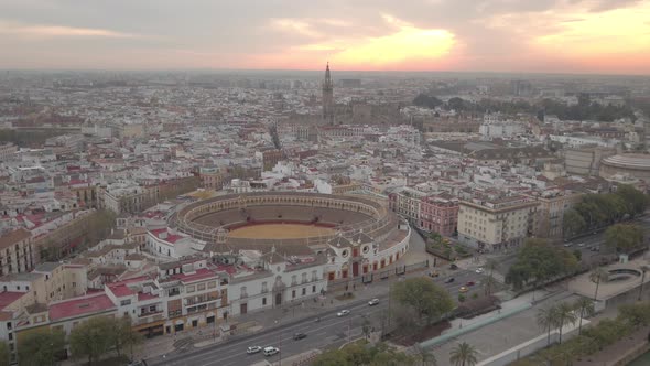 Aerial of Seville in the morning alt