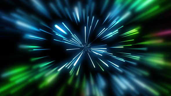 Looped animation. Multicolored tunnel of neon lines