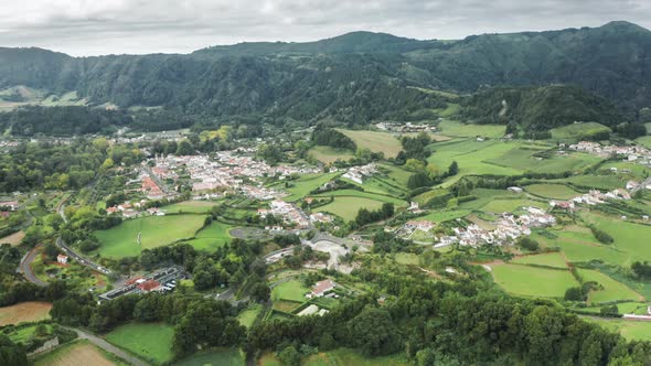 Furnas Village in Green Valley Sao Miguel Island Azores Portugal Europe alt