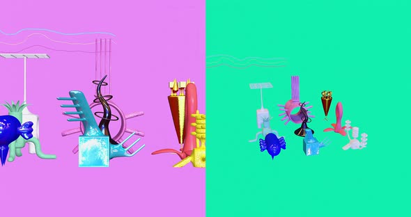 Creative Minimal 3d art. Animated stylish geometric objects