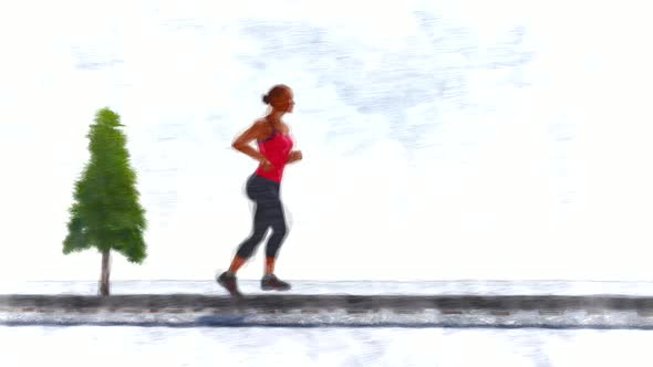 Young Woman Running Stop Motion