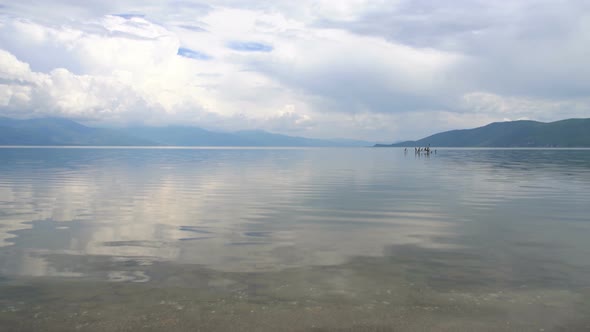 Horizon Scene on Nature of Tranquil Ohrid Lake in Macedonia