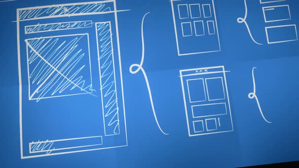 Stylized Interface Design Process Blueprint Animation