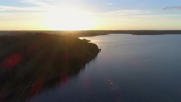 Aerial View of Landscape and Lake